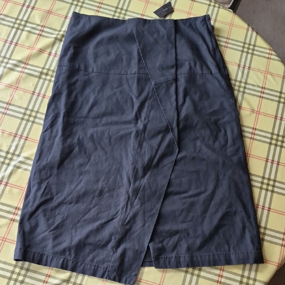 Marc By Marc Jacobs Black Faux Wrap-Front Midi Skirt Lined NWT Size 6